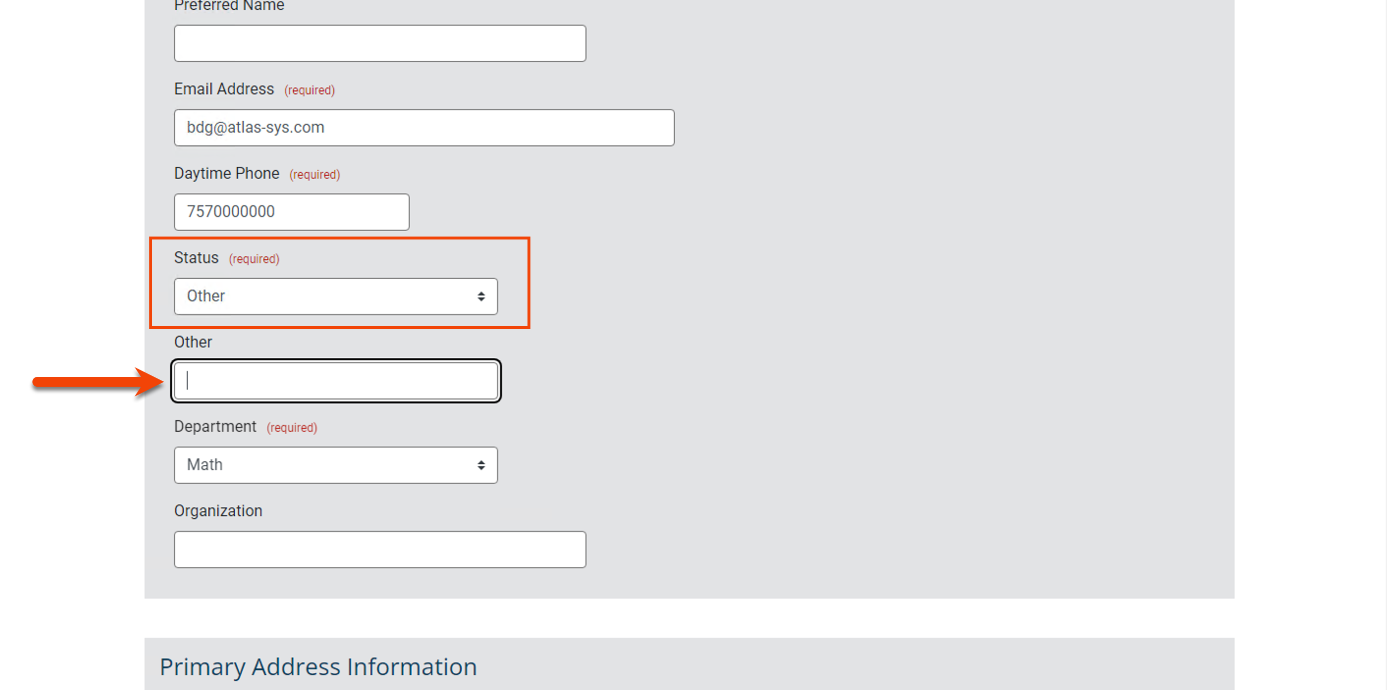 Other textbox displayed when &#39;Other&#39; option is selected in dropdown